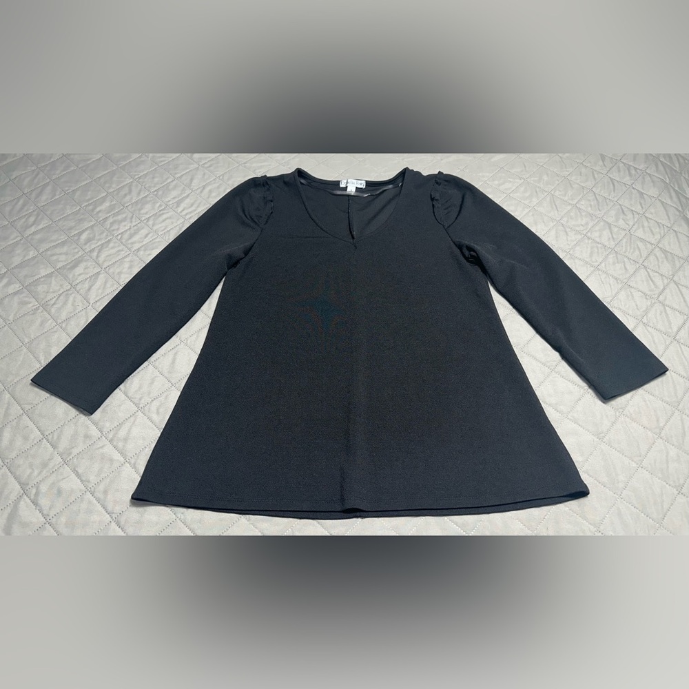 Ophelia Roe Black Long-Sleeve V-Neck Blouse